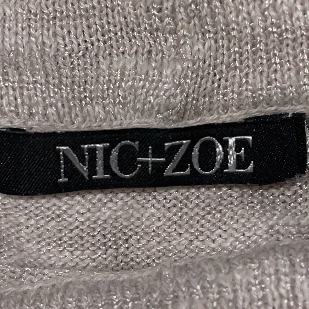 Nic + Zoe Women's Mock Neck Top Size L/XL Tan Sleeveless Knit Casual Rayon Linen - Picture 5 of 6